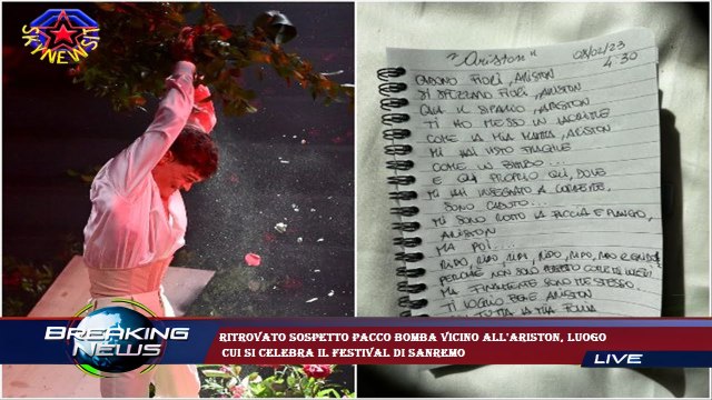Ritrovato sospetto pacco bomba vicino all'Ariston, luogo cui si celebra il Festival di Sanremo