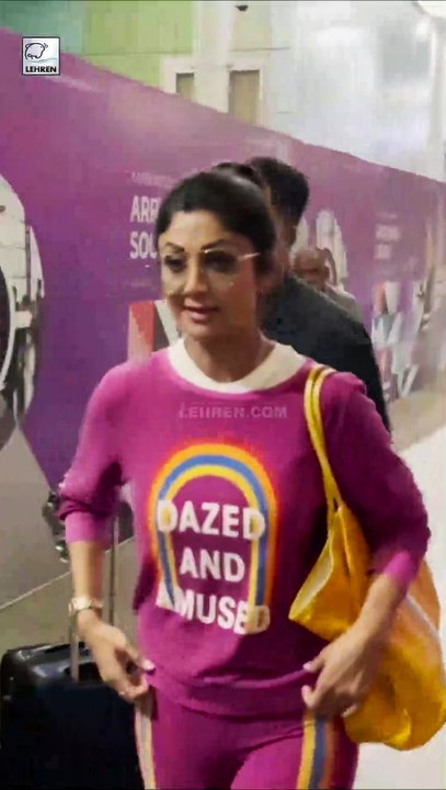 Shilpa Shetty का एयरपोर्ट पर शानदार अंदाज
