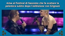 Arisa al Festival di Sanremo che fa scattare la polemica subito dopo l'esibizione con Grignani