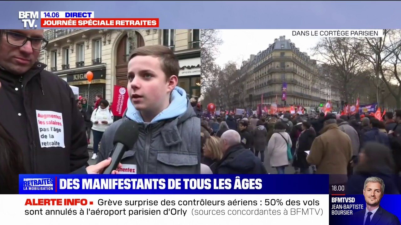 "Oui je suis inquiet pour moi aussi" affirme Martin 12 ans venu manifester à Paris avec son père
