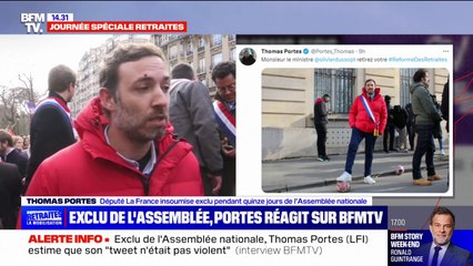 Thomas Portes dénonce "l'instrumentalisation de la sanction" après avoir été exclu de l'Assemblée nationale