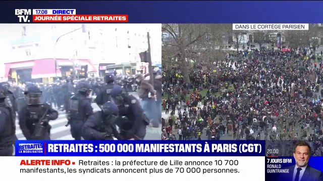 Manifestation contre la réforme des retraites: 8 personnes interpellées à Paris