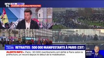 Réforme des retraites: 500.000 manifestants à Paris selon la CGT, 93.000 selon la préfecture de police