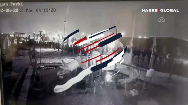 Çocuk parkı böyle sallandı! Kahramanmaraş'ta deprem anı güvenlik kameralarına yansıdı