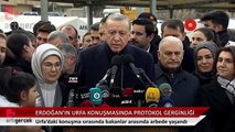 Erdoğan'ın Urfa'daki konuşması sırasında protokol gerginliği yaşandı