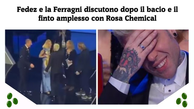 Fedez e la Ferragni discutono dopo il bacio e il finto amplesso con Rosa Chemical