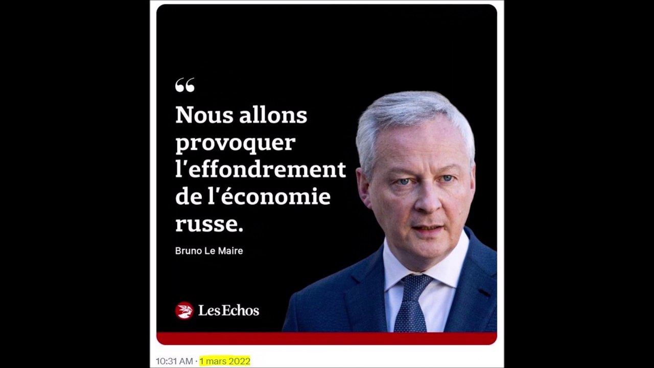 ​Bilan économique après un an de sanctions contre la Russie et les paroles de Bruno Le Maire qui avait promis de provoquer "l'effondrement de l'économie russe"...