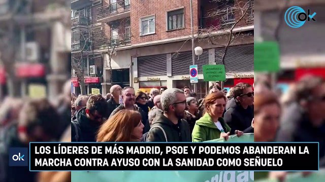 Los líderes de Más Madrid, PSOE y Podemos abanderan la marcha contra Ayuso con la sanidad como señuelo