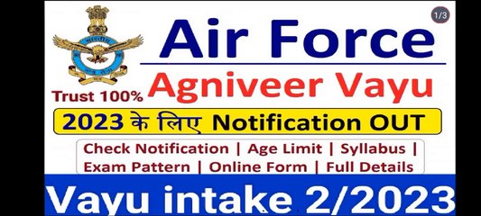 Airforce Agniveer results 2023 | airforce new vacancy | Full information 2023