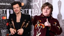 Harry Styles and Lewis Capaldi kiss at the Brit Awards