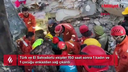 Türk ve El Salvadorlu ekipler 150 saat sonra 2 kişiyi enkazdan sağ çıkardı