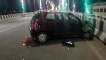 Car-auto collided at midnight flyover