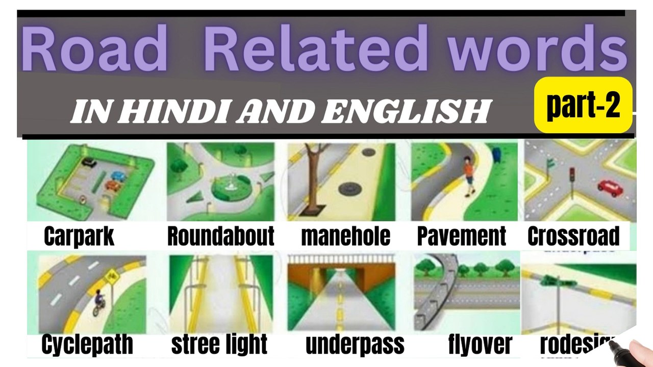 Part-2 road related word in hindi and english/commen word meaning in english#learn english#english