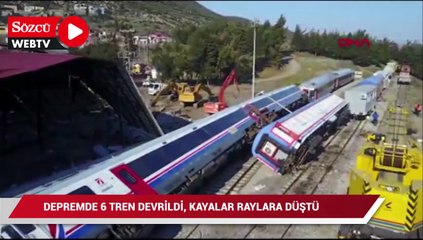 Gaziantep'te depremde 6 tren devrildi, kayalar raylara düştü