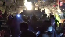 Kahramanmaraş'ta enkaz alanında deprem paniği kamerada