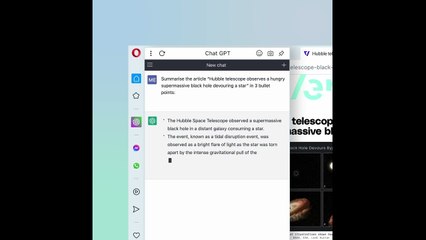 Download Video: Webpage content summary using WebGPT in the Opera browser