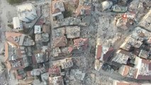 Depremin 8'inci gününde harabeye dönen Hatay'daki yıkım havadan görüntülendi