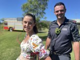 Cooling off with the firies at Kooralbyn markets, February 12, 2023, Beaudesert Times