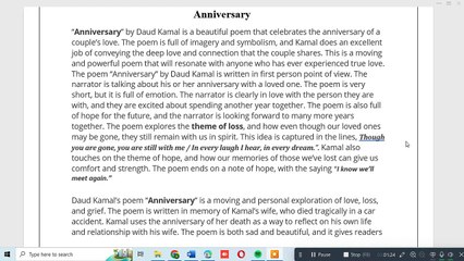 Anniversary by Daud Kamal Line by Line Analysis and Explanation in Urdu _literaturereview90_