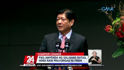 Pag-amyenda ng saligang batas, hindi raw prayoridad ni PBBM | 24 Oras