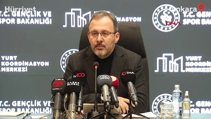 Bakan Kasapoğlu depremzedelerin Gençlik ve Spor Bakanlığı yurtlarına yerleştirilmelerine ilişkin açıklamada bulundu.