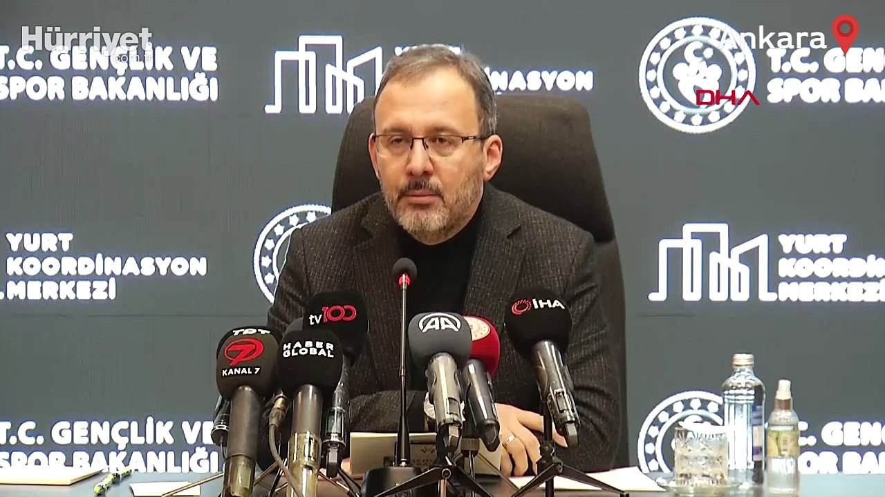 Bakan Kasapoğlu depremzedelerin Gençlik ve Spor Bakanlığı yurtlarına yerleştirilmelerine ilişkin açıklamada bulundu.