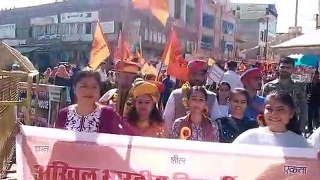 एबीवीपी का थार यूवा संगम आयोजन, शोभायात्रा में भगवामय हुआ शहर