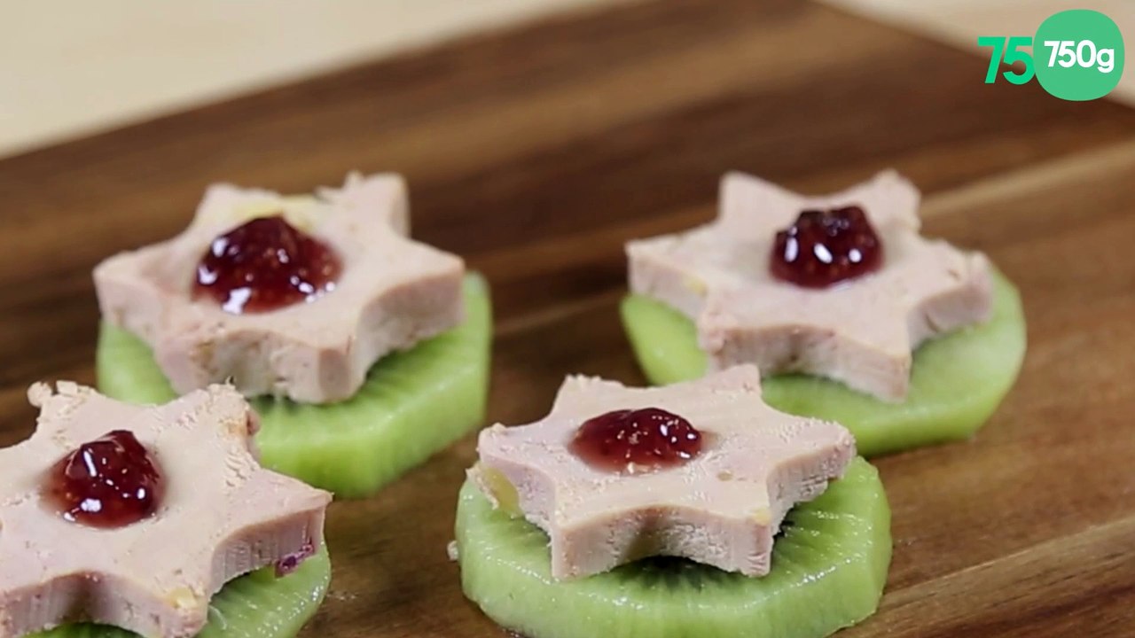 Canapés de kiwi au foie gras et pointe de confit de figues