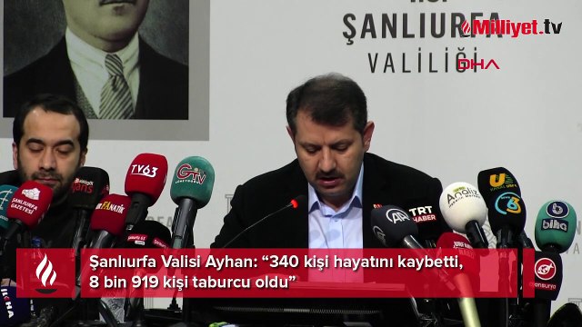 Şanlıurfa Valisi Ayhan: 340 kişi hayatını kaybetti, 8 bin 919 kişi taburcu oldu