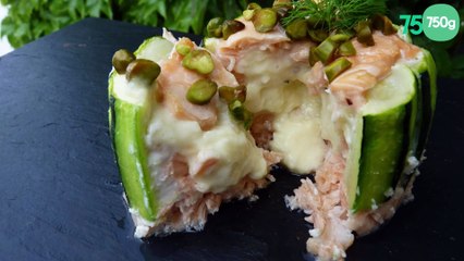 Charlotte de courgettes, saumon et cœur comté