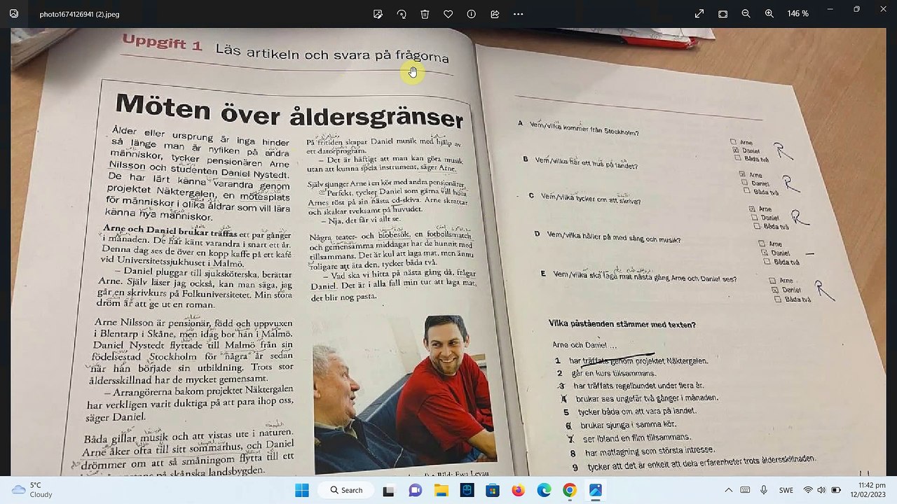 Sfi Nationella prov text Läsförståelse 2011 Kurs D - حل امتحان القراءة سويدي اسفي
