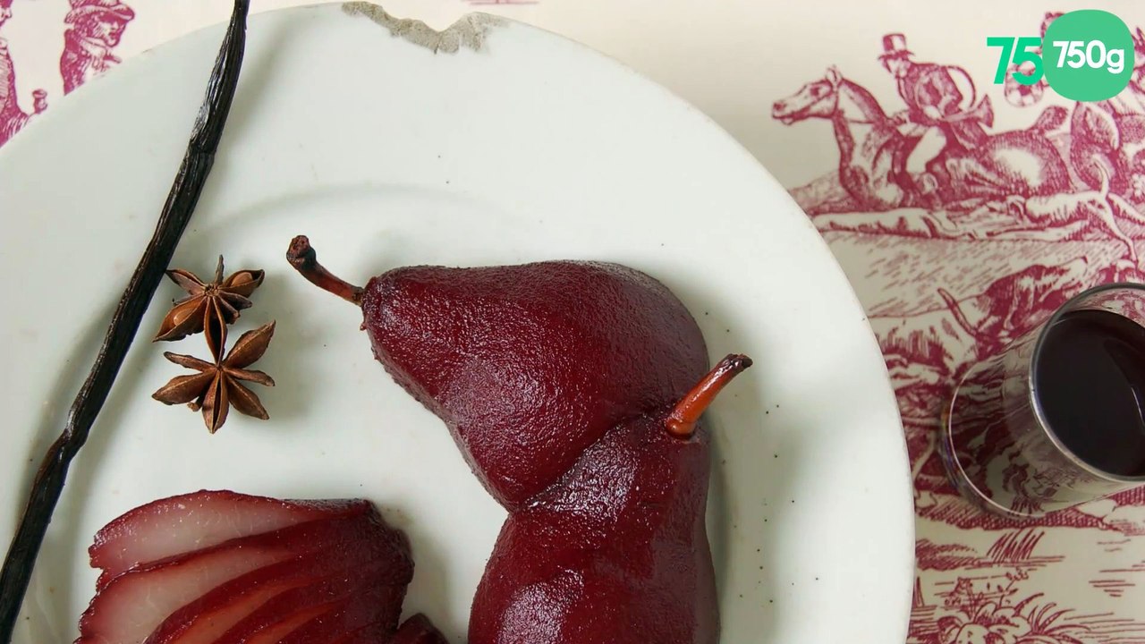 Poires pochées au vin