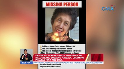 Driver ng taxi na sinakyan ng lolang halos isang buwang nawala, umaming pinatay niya ang lola | UB