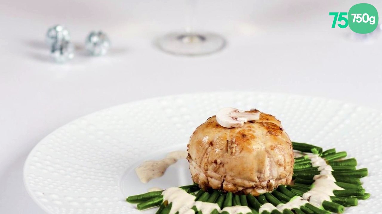 Paupiettes de dinde farcies aux champignons et jambon, Haricots Verts extra-fins