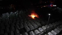 Depremzedeler için kurulan çadır kentte yangın
