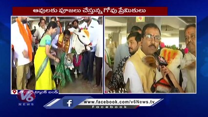 Cow Hug Day Celebrations At Lower Tank Bund |Hyderabad | V6 News