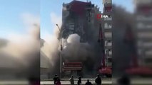 Yıkımına başlanan 9 katlı bina çöktü