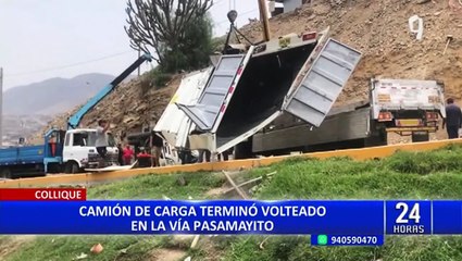 Collique: camión cargado de fierros vuelca en “Pasamayito”