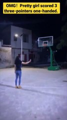美女單手投籃，連進三個 #三分球。可去打 #WNBA。了！ #OMG ！ Girl scored 3 three-pointers one-handed. She plays in WNBA？