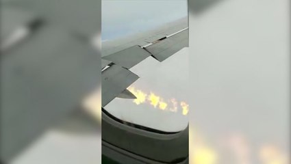 Delta passenger films flames coming out of wing mid-air flight