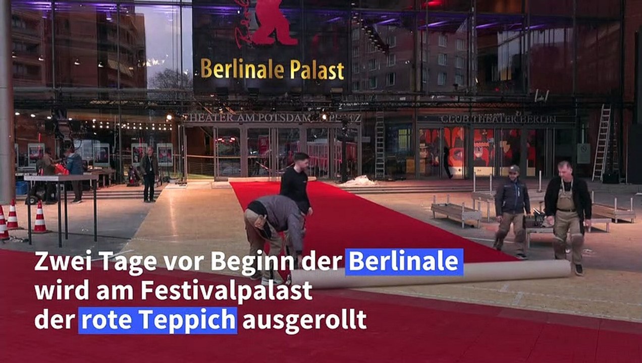Berlinale: Roter Teppich vor dem Festivalpalast ausgerollt