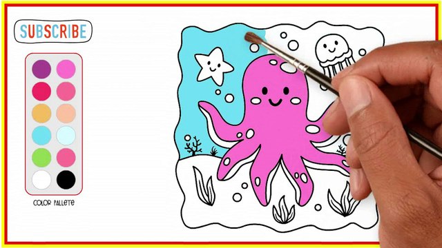 Coloring Octopus, Drawing and Coloring for Kids, Toddlers | Easy Coloring #6