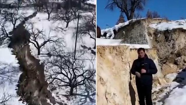 Depremde oluşan 16 kilometrelik dev yarık köyü resmen ikiye böldü
