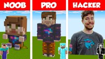 Minecraft NOOB vs PRO vs HACKER MrBEAST STATUE HOUSE BUILD CHALLENGE in Minecraft  Animation