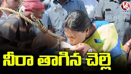 YS Sharmila Drinks Toddy Drink In Padayatra | V6 News