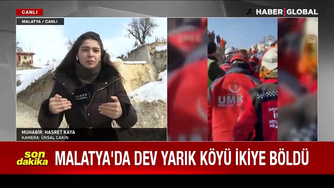 Malatya'da dev yarık köyü ortadan ikiye böldü! Haber Global ekibi o anları görüntüledi