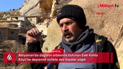 Köyün üzerine depremle birlikte dev kayalar yağdı