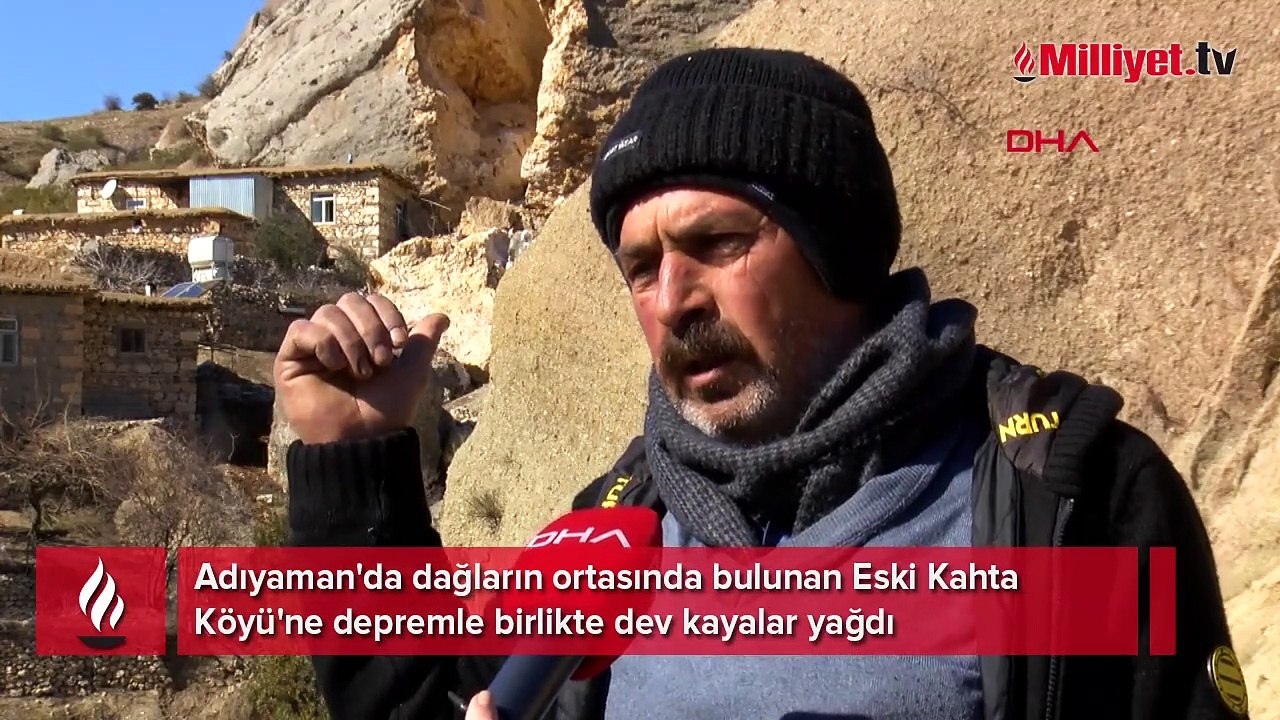 Köyün üzerine depremle birlikte dev kayalar yağdı