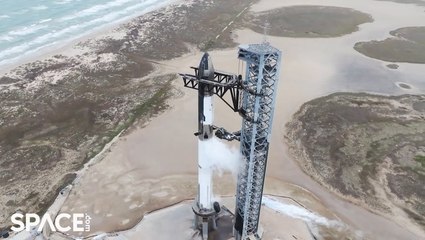 Aerial View Of SpaceX's Starship Rocket During Wet Dress Rehearsal