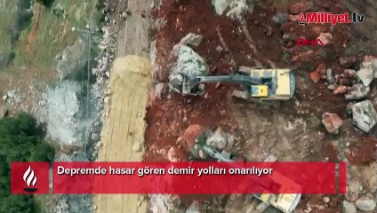 Depremde hasar gören demir yolları onarılıyor